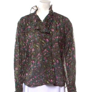 Isabel Marant floral print cotton cowl neck blouse. Size 6
